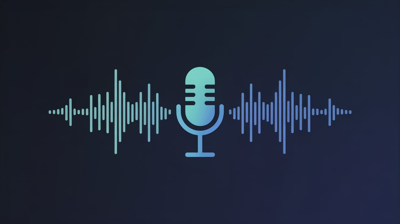 Modern microphone with sound waves - voice journaling concept